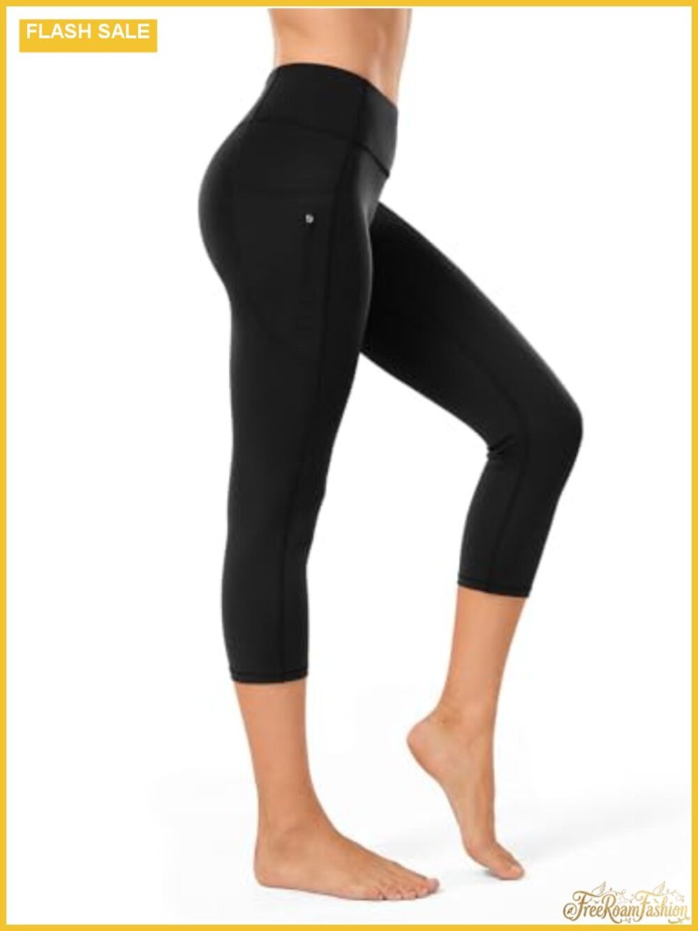 SOLUNSO Yoga Capri Leggings Zipper Pocket High Waist Tummy Control